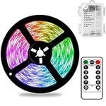 3m Battery Powered RGB LED Strip Lights with Remote Control, Waterproof Flexible Adhesive Strip Lighting Indoor & Outdoor for TV, Desk, Table, Garden, Dining Bed Room, Boat, Kitchen, Christmas