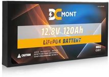 DC MONT 12V 120Ah Slimline Lithium Battery - Deep Cycle Rechargeable LiFePO4 Battery Built-in BMS, Lithium Iron Phosphate Battery for RV Solar Marine Camping