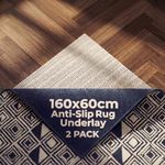 DIY Doctor Rug Gripper (2 Pack) – 160x60cm Non-Slip Matting Roll – Anti Slip Rug Underlay for Hardwood, Tile & Laminate – Rug Grip Stopper & Non-Slip Mat for Floors