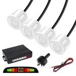 Carzex Car Reverse Parking Sensor with LED Display, Buzzer and Ultrasonic Reverse Auto Parking Assist System (Set of 4 Pcs) (White)