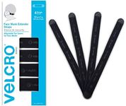 VELCRO Brand Face Mask Extender Straps 4pk Black, 12” x 1” Comfortable and Adjustable Ear Savers (VEL-30084-AMS)