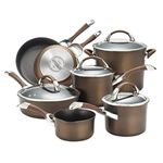 Circulon Symmetry Dishwasher Safe Hard Anodized Nonstick Cookware Pots and Pans Set, 11-Piece, Chocolate