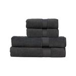 Christy Supreme Hygro 4 Piece Bath Sheet Set | Graphite Dark Grey | 100% Luxury Supima Cotton | Ultra Soft | Super Absorbent | 650GSM | 2 Bath Sheets 2 Hand Towels