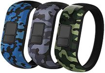 iBREK for Garmin Vivofit jr/jr 2/3 Bands, Silicone Stretchy Replacement Watch Bands for Kids Boys Girls Small Large(No Tracker)-Small,3 Pack:Blue&Green&Gray Camo