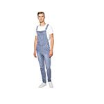 Island Trading Mens Stonewash Blue Designer Denim Dungarees Dungaree Jeans Bib Overalls 34" Blue Stonewash