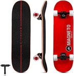 Magneto SUV Skateboards | Fully Assembled Complete 31" x 8.5" Standard Size | 7 Layer Canadian Maple Deck | Designed for All Types of Riding Kids Adults Teens Boys Girls | Free Skate Tool - Red