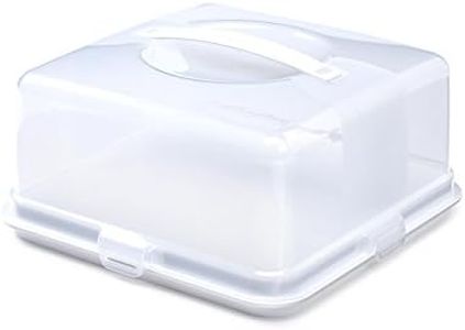 Whitefurze Square Cake Box, Plastic, White