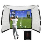 Golf Net with Simulator Impact Screen, 11 FT x 8 FT Golf Practice Hitting Net, HD Blank Impact Screen and Target Cloth for Driving Swing, Home Garage Backyard