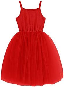 RJXDLT Baby Girls Tutu Dress Infant Tulle Dresses Toddler Sleeveless Sundress, Red, 2 Years