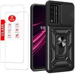 For T-Mobile REVVL V Plus 5G Case with [2 Pack] Tempered Glass Screen Protector, TCL T-Mobile Revvl V+ 5G [Military-Grade] Protective ，Lens Protects Magnetic Kickstand Car Mount Phone Case