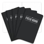 Field Notebook - 3.5"x5.5" - Black - Dot Graph Memo Book - Pack of 5