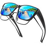 URUMQI Oversized Square Sunglasses Over Glasses, Fit Over Glasses Sunglasses Womens Men, Polarised Sun glasses Men with 100% UV400 Protection Suitable for Daily Wear & Outdoor