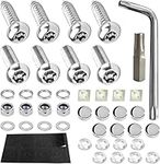 Anti Theft License Plate Screws Kits, Rustproof Stainless Steel Mounting Hardware for Car Tag Plate Frames Covers, Button Head Bolts Fasteners Kits for Auto Front and Back License Plates (White)