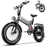 vefreedom Folding Electric Bike for Adults，20" x4.0 Fat Tire Ebike Commuting Electric Mountain Bike，Fast E Bike ，Gray Bicycle