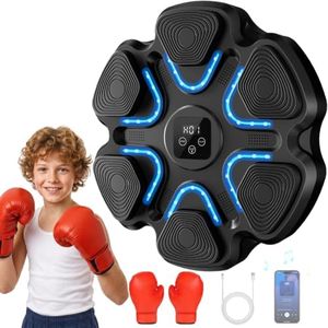 TGLLM Music Boxing Machine for Kids and Adults, Wall Mounted Bluetooth Punching Trainer with Boxing Gloves, Intelligent LED Boxing Target Workout Machine for Teenagers Boys Girls