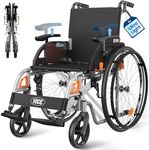 VOCIC Ultra Lightweight Wheelchair for Adults, 23lb Frame Portable Foldable Self-Propelled Wheelchairs for Seniors with Quick Release Wheels, Swing-Away Footrests,Flip-Back Arm, 300 lbs Black