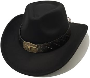 Western Cowboy Hat Cowgirl Hat Unisex Men's & Women's Wide Brim Felt Fedora Hat Wite Buckle Belt