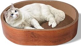 ComSaf Cat Scratcher, Oval Corrugated Cardboard Scratch Pad, Round Cat Scratching Lounge Bed, Durable Recycle Board for Furniture Protection, Cat Scratcher Bowl, Cat Kitty Training Toy Reversible