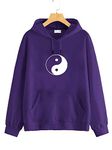 The SV Style SXVSTYLE Purple Hoodie with White Printed :YIN YANG/Hoodie for Men & Women/Warm Hoodie/Printed Hoodie/Sweatshirt for Men & Women (Medium)