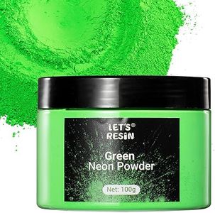 LET'S RESIN Neon Pigment Powder,100g Green Fluorescent Powder,Mica Powder for Epoxy Resin,Nail,Tumblers,Soap Making,Slime & Candle,Painting, Polymeric Clay and DIY Crafts