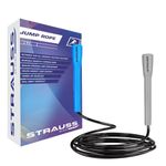 Strauss Skipping Rope | Skipping rope for Women, Men & Kids | Fitness Exercise Equipment | Jumping Rope for Gym, Exercise, Training, Workout & Weight Loss|, (Grey/Blue)