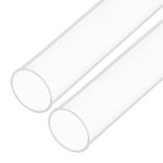 Rebower 14" Clear Plastic Rigid Pipe 26mm x 32mm(1" x 1.25") Acrylic Tube Round Polycarbonate Tubing, [for Plumbing, Hydraulics, Aquarium, DIY] - 2Pcs