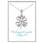 Large Sterling Silver Four Leaf Clover Pendant Necklace, St. Patrick's Day Gift Necklace, Clover Leaf Necklace, Shamrock Irish Good Luck Necklace (18 inches plus 2 inch extender)