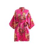 Taigood Women Satin Kimono Robe Blossoms Bathrobes Dressing Gown for Female Spa Wedding Birthday