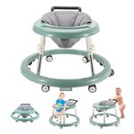 Baby Walker with Wheels, Activity Center with Mute Wheels Anti-Rollover, 5-Position Height Adjustable Foldable Baby Walker (Green)