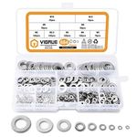 VIGRUE 684Pcs 304 Stainless Steel Flat Washers Assortment Washers Hardware Set - 9Sizes M2 M2.5 M3 M4 M5 M6 M8 M10 M12