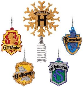 Hallmark Harry Potter 5" Miniature Christmas Tree Topper and 1.89" Mini Ornaments, Set of 5, Shatterproof