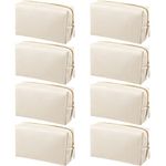 8 Pcs Makeup Bag Pu Leather Cosmetic Pouch Waterproof Small Toiletry Bag Portable Cosmetic Organizer Water Resistant Storage Purse for Lady Women Daily Storage Travel Organizer (Beige,Medium)
