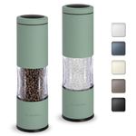 Salt and Pepper Grinder Set with Adjustable Coarseness | Manual Pepper Mill Grinder with Refillable Design | Ceramic Core | Kitchen Essential (2 Packs, Sage)