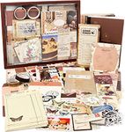 Draupnir Vintage Scrapbook Kit(346pcs), Bullet Junk Journal Kit with Journaling/Scrapbooking Supplies, Stationery, A6 Grid Notebook with Graph Ruled Pages, DIY Gift for Teen Girl Kid Women - Vintage