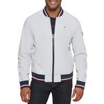 Tommy Hilfiger Men's Lightweight Varsity Rib Knit Bomber Jacket, Ice Soft Shell, M