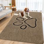 Smiry Dog Door Mat for Muddy Paws, Absorbent Dirt Trapper Non Slip Quick Dry Washable Chenille Mat for Mud Dogs, Entry Rug for Indoor and Outdoor (71x46 Inches, Camel)