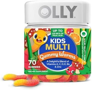 OLLY Kids Multivitamin Gummy Worms, Overall Health and Immune Support, Vitamins and Minerals A, C, D, E, Bs and Zinc, Chewable Supplement, Sour Fruit Punch, 45 Day Supply (70 Count)