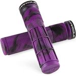 MARQUE Race Mountain Bike Handlebar Grips – Single Lock-On Ring Collar MTB and BMX Bicycle Handle Bar with Non-Slip Grip, Knurly Gritty Pattern and Half Waffle Pattern (Purple Storm)