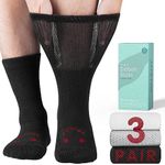 Rahhint Extra Wide Merino Wool Bamboo Diabetic Socks for Men & Women, Seamless Toe loose fit, Soft Top No Binding Cuff (3 Pairs)