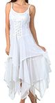 Sakkas 9031 Lady Mary Jacquard Bodice Handkerchief Hem Dress - White - Plus Size