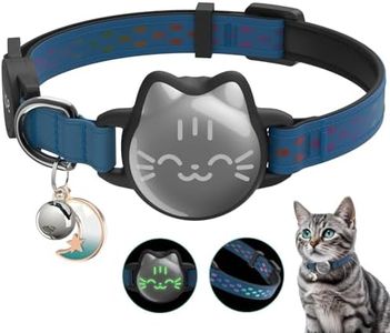 Waterproof Airtag Cat Collar, Breakaway Cat Airtag Collar with Luminous & Reflective Pattern Strap, Lightweight Kitten Collar for Apple Air tag, Hidden Holder for GPS Tracker - Cats, Kittens (9-13")