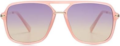 SOJOS Sunglasses for Women & Men, Square, Retro, Polarized Lens, Trendy Aviator, 90s Shades (SJ2229, Pink Blue)