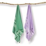 Mush 100% Bamboo Light Weight & Ultra-Compact Turkish Towel Super Soft, Absorbent, Quick Dry, Anti-Odor Bamboo Towel For Bath, Travel, Gym, Swim And Workout-250 Tc (2, Lavender - Dark Green)