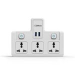 EMBOX Multi Plug Socket with Individual Switch-Cordless Extension Board with 3 Sockets and 2 USB (2.4A-Direct Plug)-3 Pin Multiplug -1500W