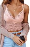 Avidlove Women's Lace Bralette Sexy Camisoles Strap Crop Top Bra Pink