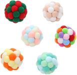 Pubialo Cat Toy Balls for Indoor Cats with Bell 6PCS, Colorful Soft Fuzzy Balls Built-in Bell for Cats, Interactive Playing Chewing Toys for Indoor Cats and Kittens (Ball)