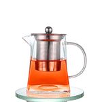 Premiers Pyramid Glass Tea Pot, 950ml, Heat-Resistant Glassware, Food-Grade Stainless Steel, Removable Infuser with Lid, Brew Loose Leaf Teas and Infusions, Ideal for 5 Cups of Tea