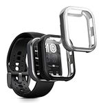 kwmobile Case Compatible with Amazfit Bip 6 Case - 2X TPU Silicone Fitness Tracker Cover - Black/Silver