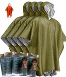 Kanuothbon Emergency Survival Poncho (4pc) Thermal Mylar Foil Coating Blanket for Heat Retention and Rain | Reversible with Hood | Waterproof, Windproof, Portable, Hands-free, Outdoor Kit