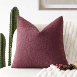 Foindtower Textured Boucle Throw Pillow Covers Accent Solid Pillow Cases Cozy Soft Decorative Couch Cushion Case for Chair Sofa Bedroom Living Room Home Decor, 18 x 18 Inch,Burgundy Red